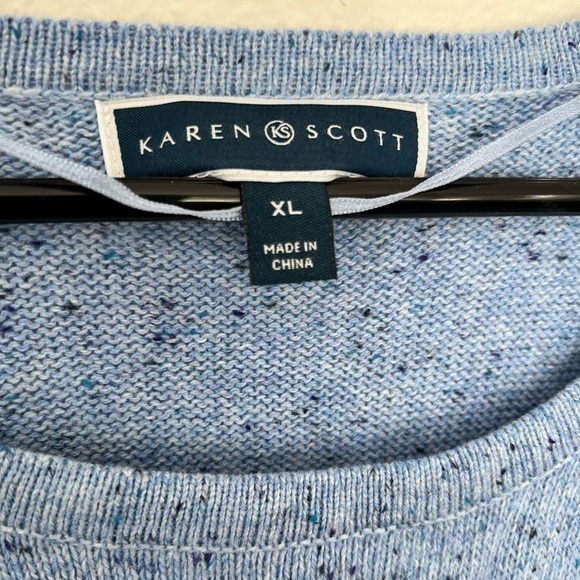 Karen Scott Curved Hem Blue Pullover Sweater XL NWT - Picture 3 of 8